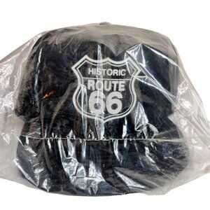 VTG Historic Route 66 Black Mesh Trucker Hat Snapback Style Collector's Item NOS